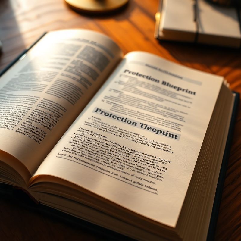 Open Protection Blueprint document with charcoal text and gold dividers
